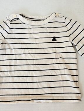 Baby GAP Organic Cotton Long Sleece Striped White Black 18 24 Months Unisex